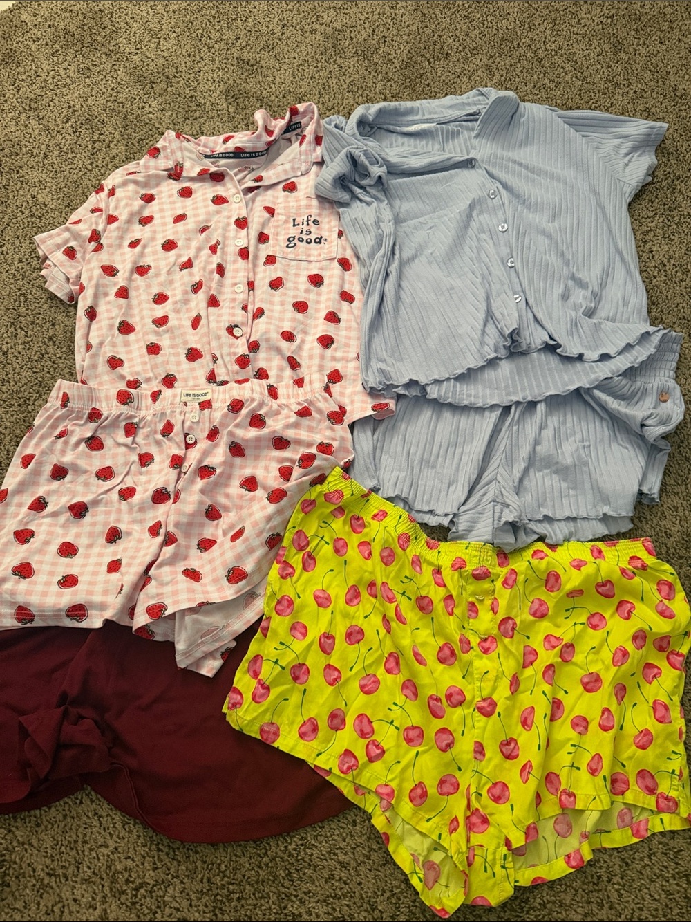 Strawberry Print Pajama Set - Life is Good bundle